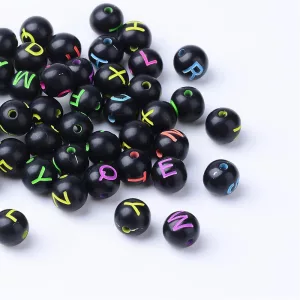 Leárazás! Akril betű gyöngy mix. 8mm. Színes. 10g/csomag.