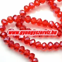   Kiárusítás!  20db. Csiszolt üveggyöngy. 8x10mm. Csillogó piros. Mindig akcióban!