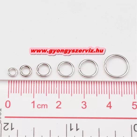 Fém karika. Szerelő karika. Platina szín. 4-10mm. 1745db + ajándék tároló doboz!