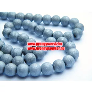 Fémgőzölt üveggyöngy. 8mm. Platina szín. 10 db/csomag.