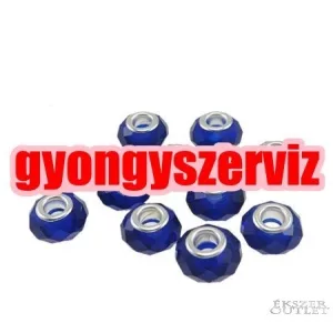 Pandora stílusú üveggyöngy. Csiszolt kristály. Sötétkék. Leárazva!
