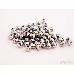Üveggyöngy. Csiszolt. 3x4mm. Hematit. 5g/csomag.