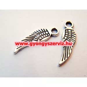 10db. Fém medál. Angyal szárny. Antik ezüst szín. 15x5mm.