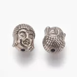Buddha fej, köztes fémgyöngy. Fekete.