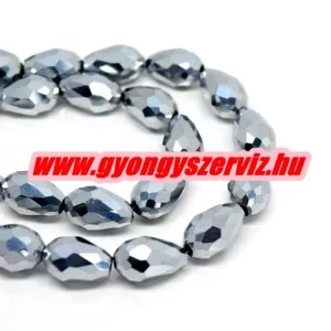 Kiárusítás!  10db. Könnycsepp gyöngy, teardrop. 12x8mm. Fémes ezüst. Mindig akcióban!