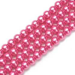 Üveg tekla gyöngy. 10mm. Pink. 10db/csomag.