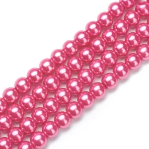Üveg tekla gyöngy. 10mm. Pink. 10db/csomag.
