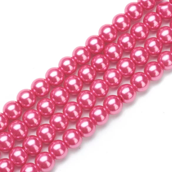 Üveg tekla gyöngy. 10mm. Pink. 10db/csomag.