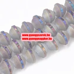   Fémgőzölt , matt üveggyöngy. 10.5x8.5mm. Kékes. Mindig akcióban!