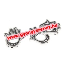   Gyöngykeret. Hamsa kéz gyöngy, köztes gyöngy. Fatime keze. Antik ezüst szín.