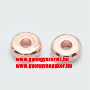 10db. Fém köztes gyöngy. 6x2mm. Rózsaarany szín.