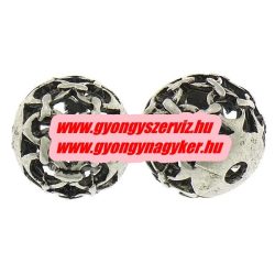   Golyó. 10mm. Áttört. Antik ezüst szín. Fémgyöngy, köztes gyöngy.