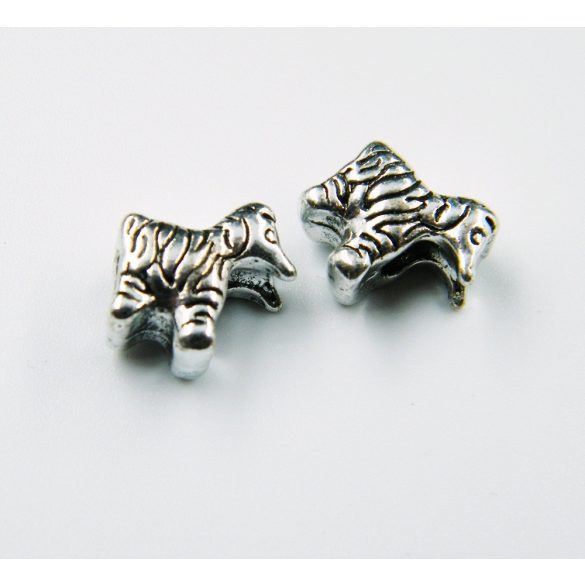 Pandora stílusú, fém köztes gyöngy, charm. Zebra.