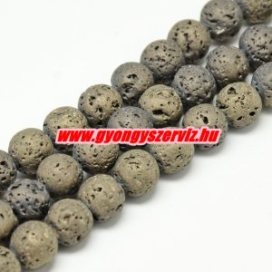 20db. Matt, fémgőz bevonatos lávakő gyöngy. Szürkés. 8mm.