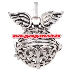  Leárazás! Angyalhívó medál. Szárnyas. Antik ezüst szív.