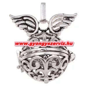 Leárazás! Angyalhívó medál. Szárnyas. Antik ezüst szív.