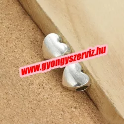   Pandora stílusú köztes gyöngy, charm. Szív. 8x11mm. Antik ezüst szín.