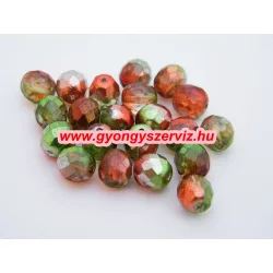   Kiárusítás! 20db.Cseh csiszolt gyöngy. 8mm. Zöld és bronz AB.  Mindig akcióban!
