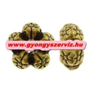 20db. Virág. 8x4mm. Antik arany szín. Fémgyöngy, köztes gyöngy.