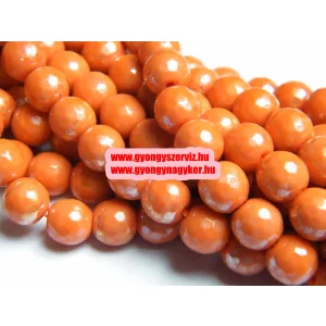 Leárazás! 10db. Csiszolt üveggyöngy. Narancs aura. 8mm. Mindig akcióban!