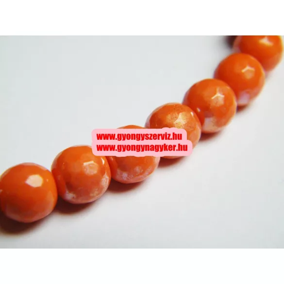Leárazás! 10db. Csiszolt üveggyöngy. Narancs aura. 8mm. Mindig akcióban!