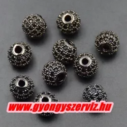   Cirkon kristályos köztes gyöngy. 8mm. Fekete, fekete kristály.