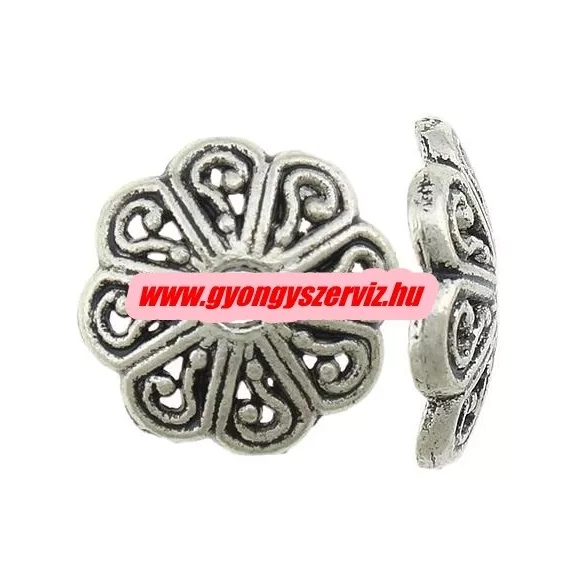 20db gyöngykupak. 13x13x3mm. Antik ezüst szín.