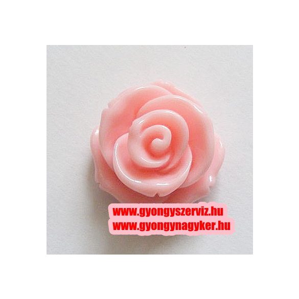 Ragasztható gyanta kaboson rózsa. 20mm. Rózsaszín.