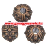 Golyó. 8x11mm. Antik réz, vagy antik arany színben. Fémgyöngy, köztes gyöngy.