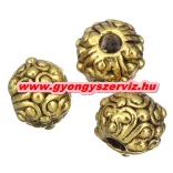 Golyó. 8x11mm. Antik réz, vagy antik arany színben. Fémgyöngy, köztes gyöngy.