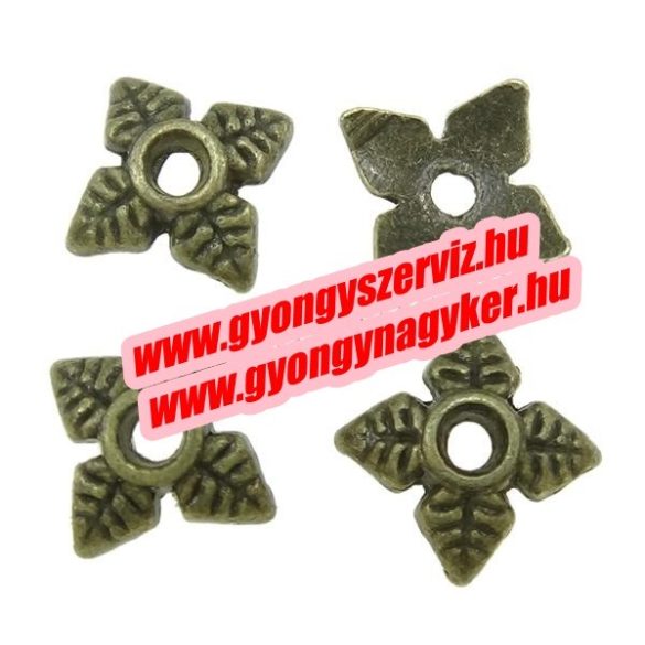 50db gyöngykupak. Falevél. 5.5mm. Antik bronz szín.