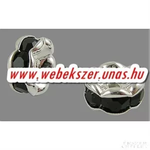 10db. Kristály köztes gyöngy. Rondell. 7x3.2mm. Fekete.    Leárazva!
