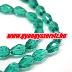   Kiárusítás!  10db. Csiszolt üveggyöngy. Könnycsepp gyöngy, teardrop. 12x8mm. Türkizzöld. Mindig akcióban!