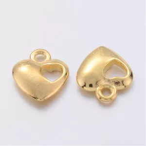 10db. Fém medál, fityegő. Dupla szív. 11x13mm. Arany szín.