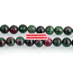   Festett achát, "rubin zoizit "ásványgyöngy. 8mm.