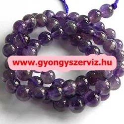   10db. Ásványgyöngy, féldrágakő gyöngy. Ametiszt.  10mm. Leárazva !