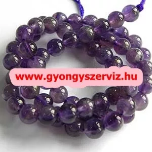 10db. Ásványgyöngy, féldrágakő gyöngy. Ametiszt.  10mm. Leárazva !
