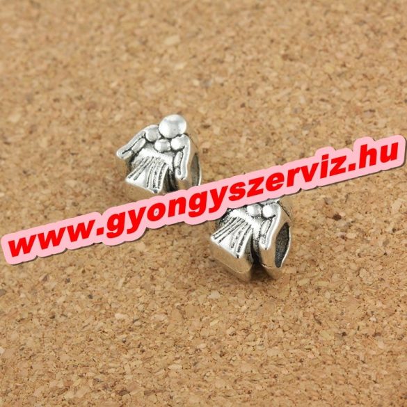 Pandora stílusú fémgyöngy. Charm. Angyal. 10x10x7mm. Leárazva!