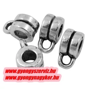 10db.  Charm tartó, medál tartó. 9x6x4mm. Antik ezüst szín.