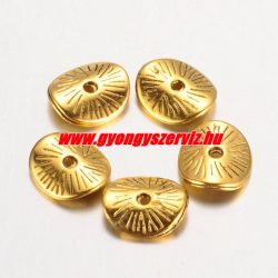   20db. Hajlított köztes fémgyöngy. 9.5x8.5mm. Antik arany szín.