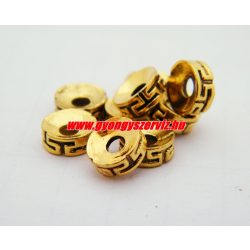 20db. Köztes fémgyöngy. 7x3mm. Antik arany szín.