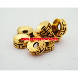 20db. Köztes fémgyöngy. 7x3mm. Antik arany szín.