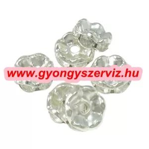 10db. Strasszos fém köztes gyöngy. Rondell. 6x3.5mm.