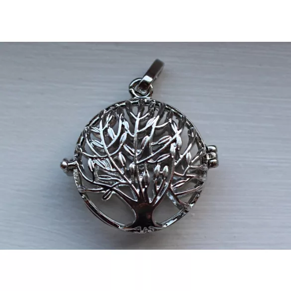 Leárazás!Angyalhívó medál. Élet fa. Lapos. Platina szín.