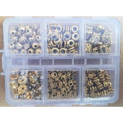 DIY. 200 darabos alkatrész mix. Antik arany szín.