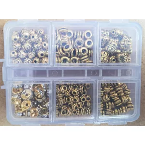 DIY. 200 darabos alkatrész mix. Antik arany szín.
