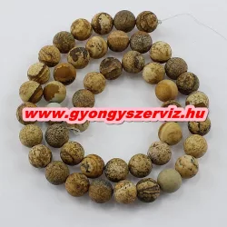   20db. Matt. Ásványgyöngy, féldrágakő gyöngy. Képjáspis. 8mm.