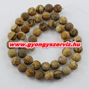 20db. Matt. Ásványgyöngy, féldrágakő gyöngy. Képjáspis. 8mm.