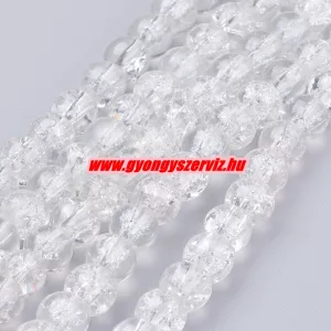 Roppantott üveggyöngy. 6mm, 8mm, vagy 10mm. Kristály.  20db/csomag.
