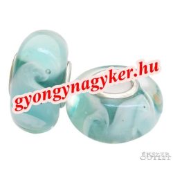   Pandora stílusú üveggyöngy. Lámpagyöngy. Zöld. Leárazva!